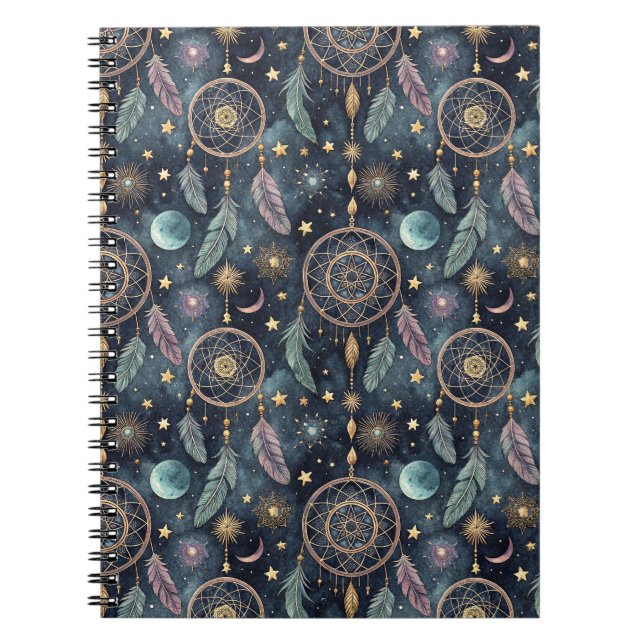 Cuaderno Atrapasueños Celestial Mágico Patrón Noche Estrell (Frente)