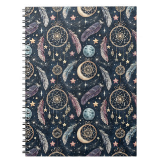 Cuaderno Atrapasueños Celestial y Patrón de Arte de Noche E