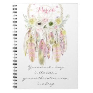 Cuaderno Atrapasueños Tribal Boho Flores Espíritu Nativo