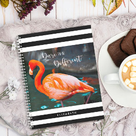 Cuaderno Atrévase A Ser Diferente Flamingo Rayas Blancas Ne