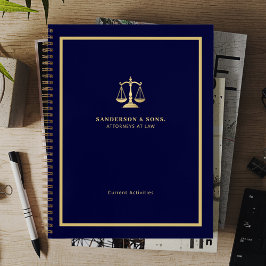 Cuaderno Attorney professional gold scales of justice navy