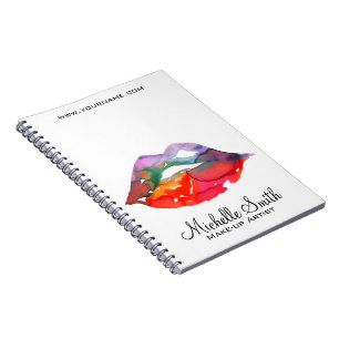 Cuaderno Audaces labios arcoíris acuarela dibujo maquillaje