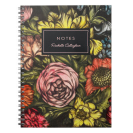 Cuaderno Audaz Floraciones de color oscuro Rubor Nombre ros