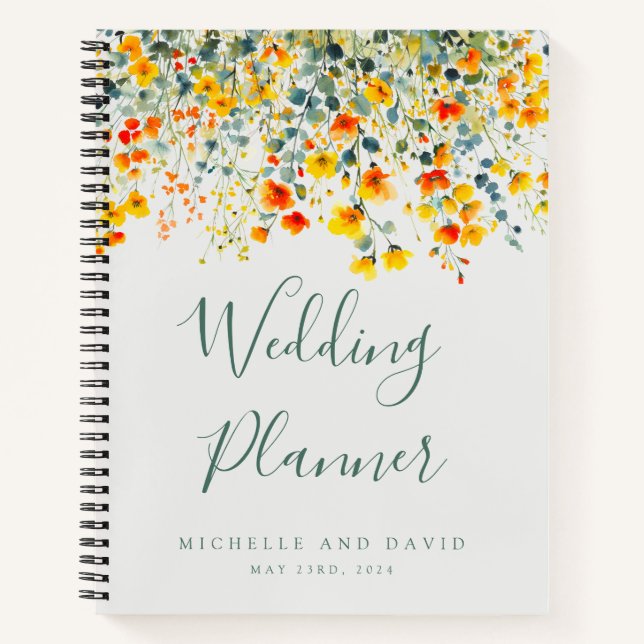 Cuaderno Audaz planeador de bodas florales de verano (Anverso)