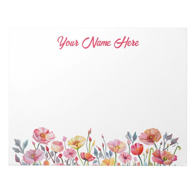 Cuaderno audaz y personalizado con tema de amapola (Frente)