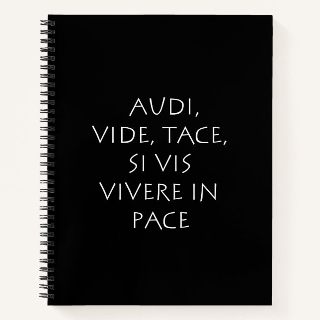 Cuaderno Audi vide tace está vis vivere in pace (Anverso)