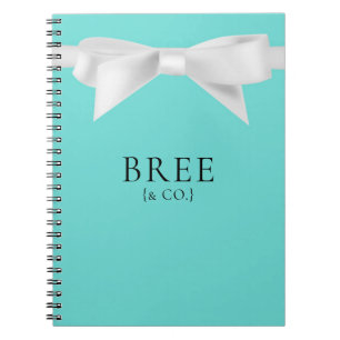 Cuaderno Audrey Teal Blanco Lazo Moderno Glam Boda Nupcial
