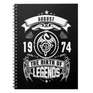Cuaderno August Gift 1974 Nacimiento De Las Leyendas