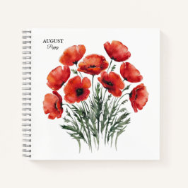 Cuaderno August Poppy Bloom - Regalo de cumpleaños personal