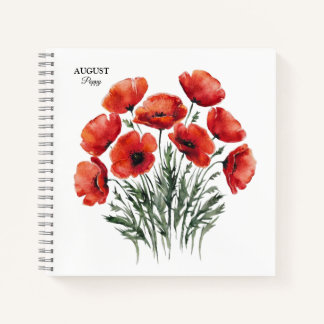 Cuaderno August Poppy Bloom - Regalo de cumpleaños personal