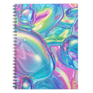 Cuaderno Aura Gradiente de Metal Líquido Holográfico Estéti