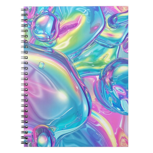 Cuaderno Aura Gradiente de Metal Líquido Holográfico Estéti (Frente)