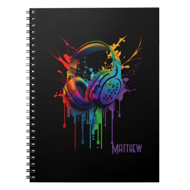 Cuaderno Auriculares con micrófono de color de agua persona (Frente)