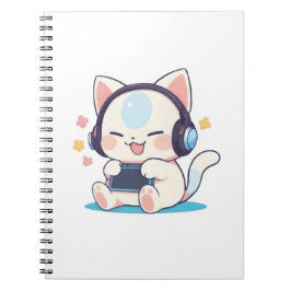 Cuaderno Auriculares de gato Chibi lindos para consola port
