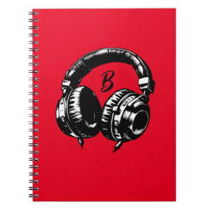 Cuaderno Auriculares de música negra DJ Musical