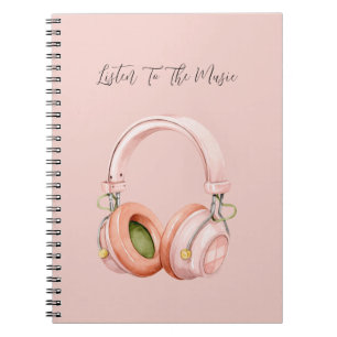 Cuaderno Auriculares rosados escucha la música