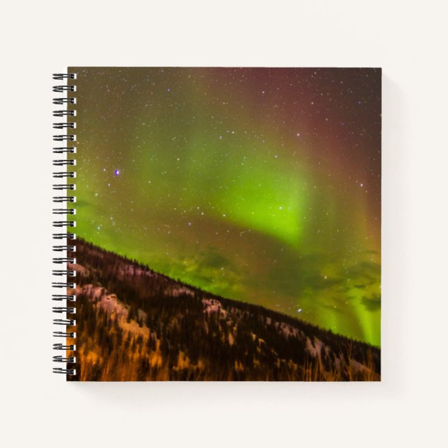 Cuaderno Aurora boreal | Montañas Fairbanks Alaska (Anverso)
