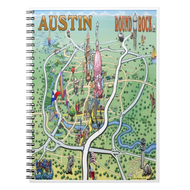 Cuaderno Austin Round Rock Texas Fun Map (Frente)