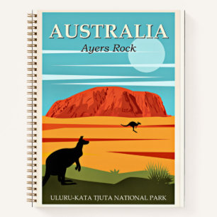Cuaderno Australia, Ayers Rock, poster de viajes vintage