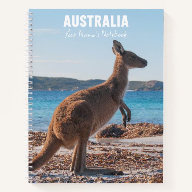 Cuaderno Australia Kangaroo en la foto de la playa (Anverso)