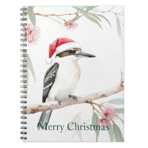 Cuaderno Australia Kookaburra Santa hat Feliz Navidad