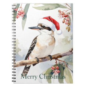 Cuaderno Australia Kookaburra Santa hat Feliz Navidad