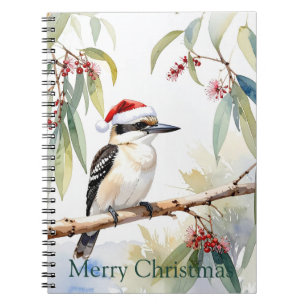 Cuaderno Australia Kookaburra Santa hat Feliz Navidad