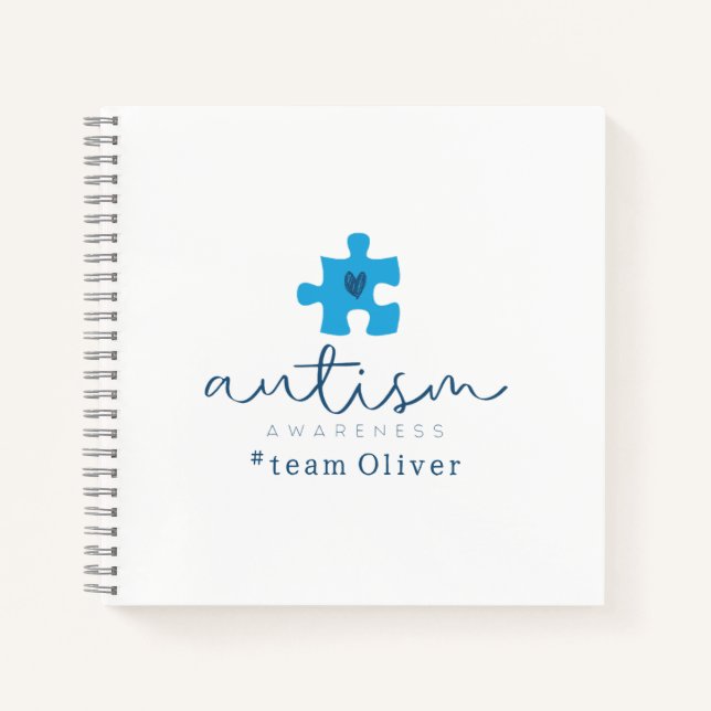 Cuaderno autism awareness blue puzzle piece #team name  (Anverso)