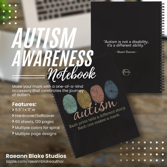 Cuaderno Autism Fingerprint/Quote Spiral Notebook (Subido por el creador)