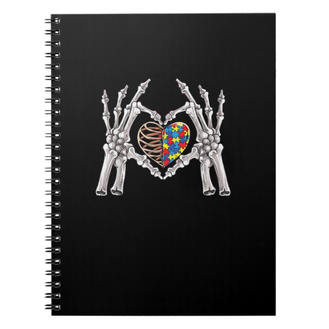 Cuaderno Autismo Conciencia Cráneo Gótico Mano Autismo Romp (Frente)