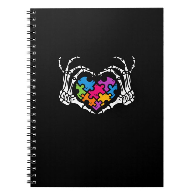 Cuaderno Autismo Conciencia sobre el esqueleto del rompecab (Frente)