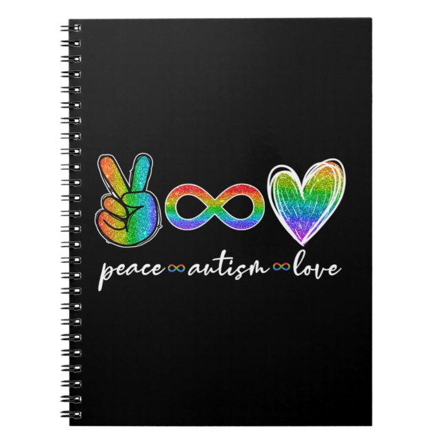 Cuaderno Autismo de la paz Amo Autismo Conciencia de la cam (Frente)