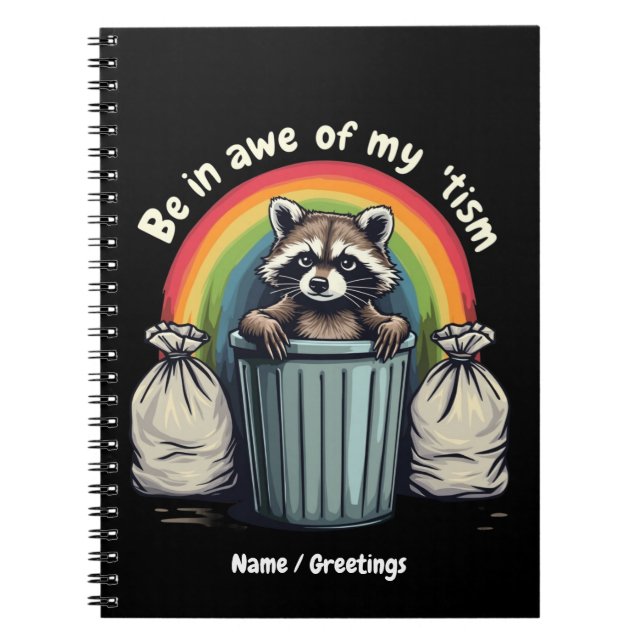Cuaderno Autismo Mapache Divertido Estate Asombrado De Mi M (Frente)