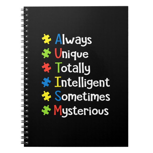 Cuaderno Autismo Siempre Único Totalmente Inteligente A Vec (Frente)