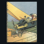 Cuaderno Auto convertible de vintage Science Ficción Steamp<br><div class="desc">Ilustracion Vintage Victoriano futurista viajes y transporte ciencia ficción diseño de punk de vapor con un auto convertible volador con alas. El chófer está a punto de aterrizar su coche futurista (o es un avión) en la tienda de chocolates en el futuro. Un clásico diseño de ciencia ficción de historietas...</div>