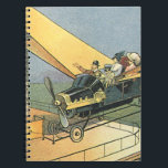 Cuaderno Auto convertible de vintage Science Ficción Steamp<br><div class="desc">Ilustracion Vintage Victoriano futurista viajes y transporte ciencia ficción diseño de punk de vapor con un auto convertible volador con alas. El chófer está a punto de aterrizar su coche futurista (o es un avión) en la tienda de chocolates en el futuro. Un clásico diseño de ciencia ficción de historietas...</div>