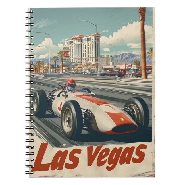 Cuaderno Auto de Carreras de época en Las Vegas (Frente)