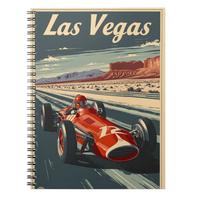 Cuaderno Auto de Carreras de época en Las Vegas (Frente)