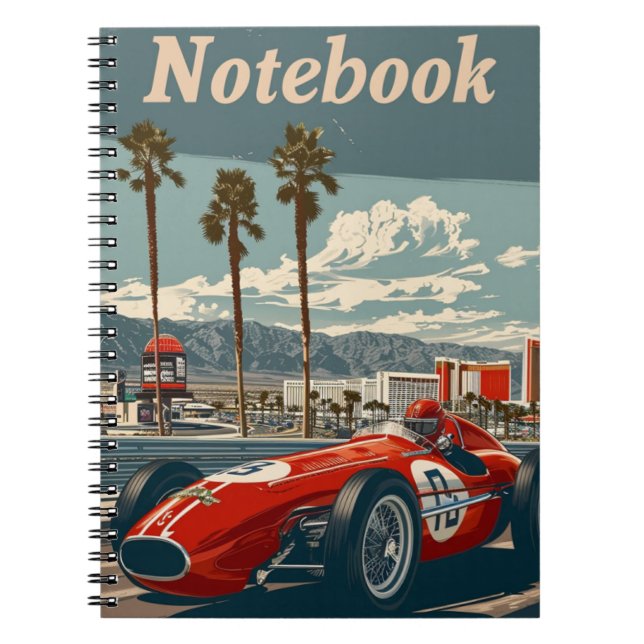 Cuaderno Auto de Carreras de época en Las Vegas (Frente)