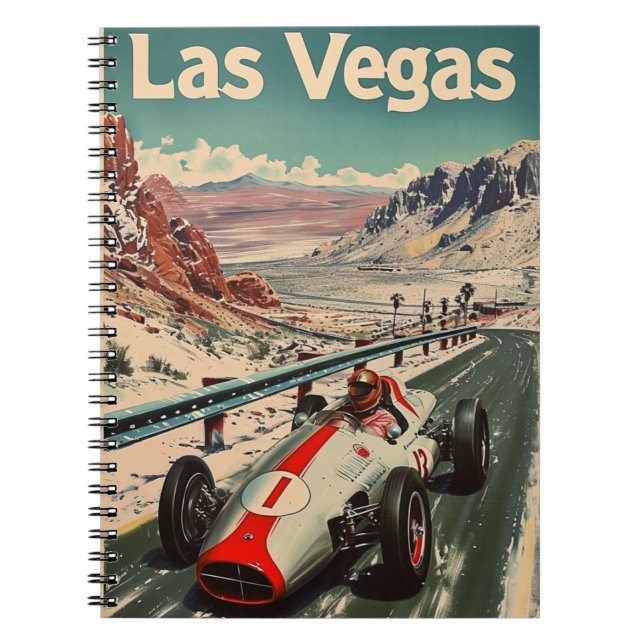 Cuaderno Auto de Carreras de época en Las Vegas (Frente)