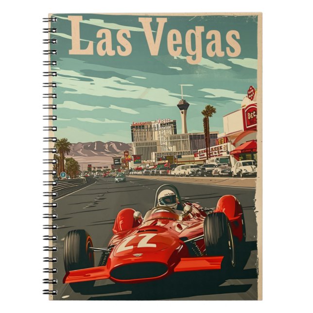 Cuaderno Auto de Carreras de época en Las Vegas (Frente)