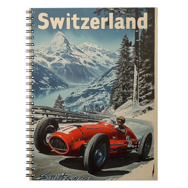 Cuaderno Auto de Carreras de época en Suiza (Frente)