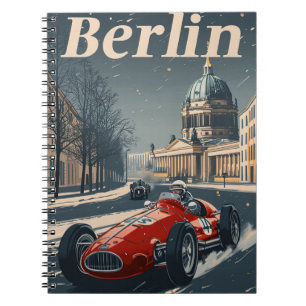 Cuaderno Auto de carreras de vintage en la nevada Berlín
