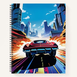 Cuaderno Auto de historietas que va rápido