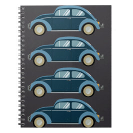 Cuaderno auto retro azul fresco con escoria