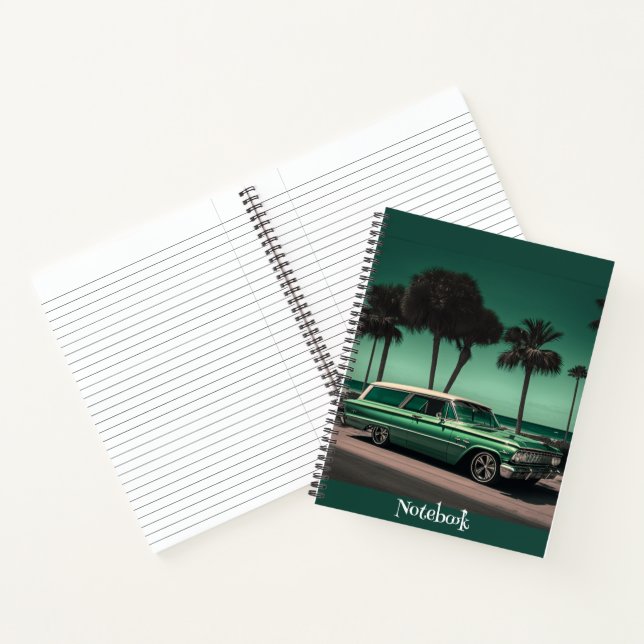 Cuaderno Auto verde y plateado de Guay en la playa (Interior)