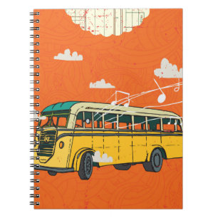 Cuaderno Autobús de época: fondo de textura de nubes