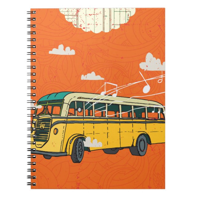 Cuaderno Autobús de época: fondo de textura de nubes (Frente)