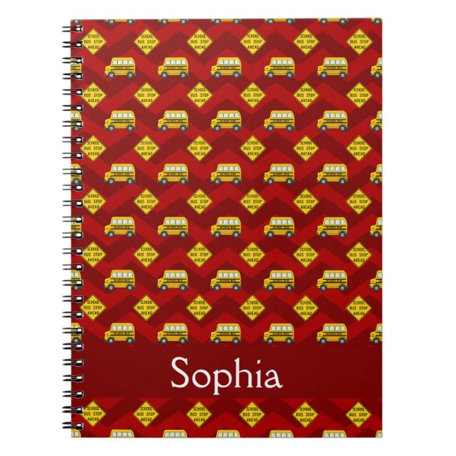Cuaderno Autobús escolar amarillo y señal de lectura de vue (Frente)