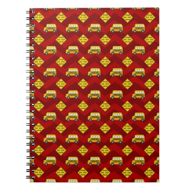 Cuaderno Autobús escolar amarillo y señal de lectura de vue (Frente)